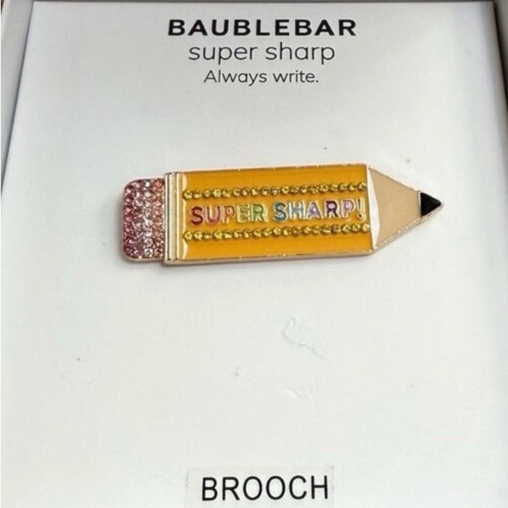 NIB BaubleBar Super Sharp Pencil Brooch Pin Back To School Gift For Teacher